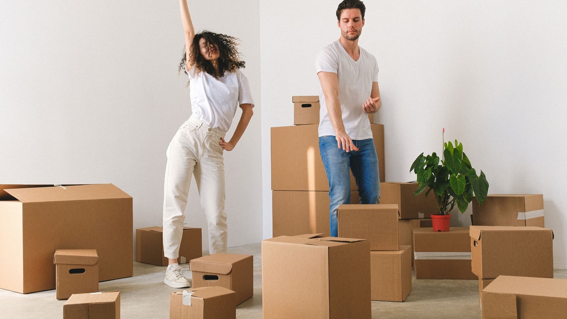 students packing boxes