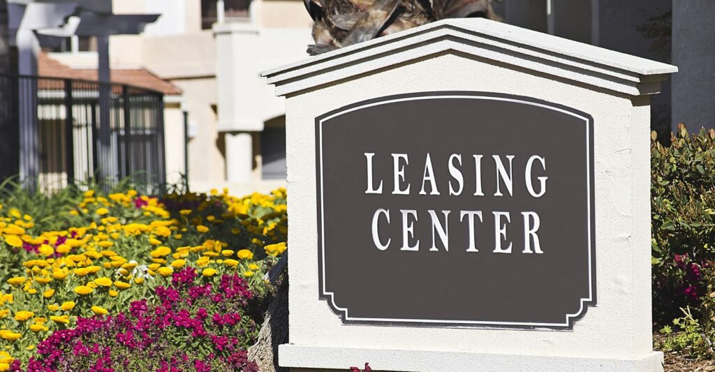 Leasing center sign.