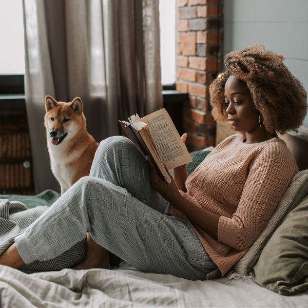 Woman relaxing at home.